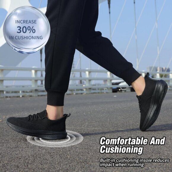 ⚡Men All Black Fashion Mesh Non Slip Lightweight Workout Breathable Gym Sneakers - Picture 5 of 6